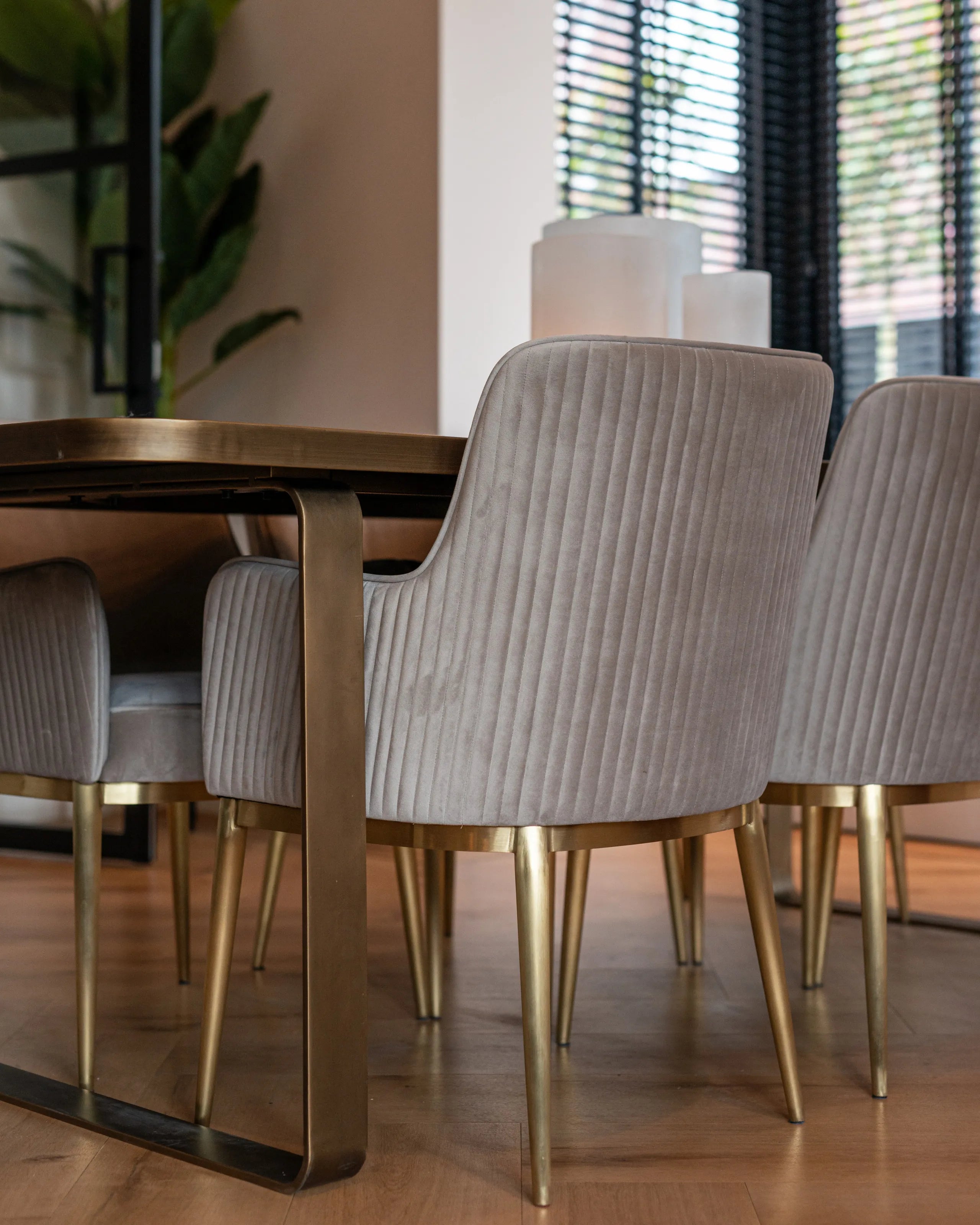 Richmond Interiors Set of 2 Breeze Khaki Velvet Dining Chairs