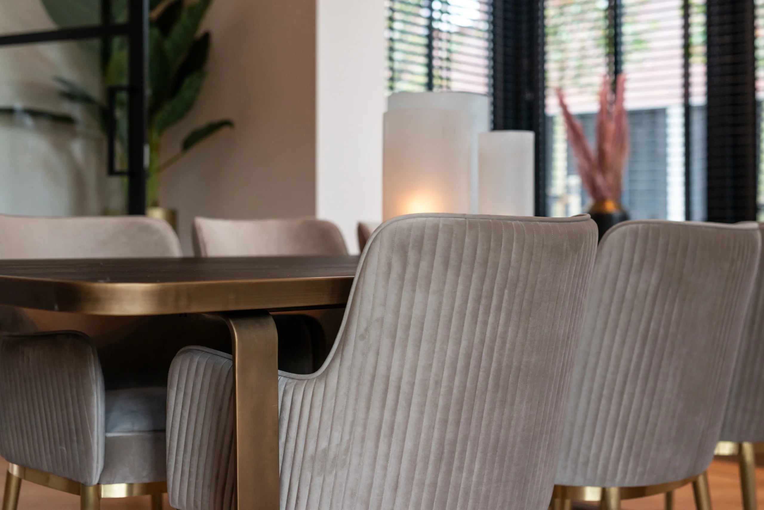 Richmond Interiors Set of 2 Breeze Khaki Velvet Dining Chairs