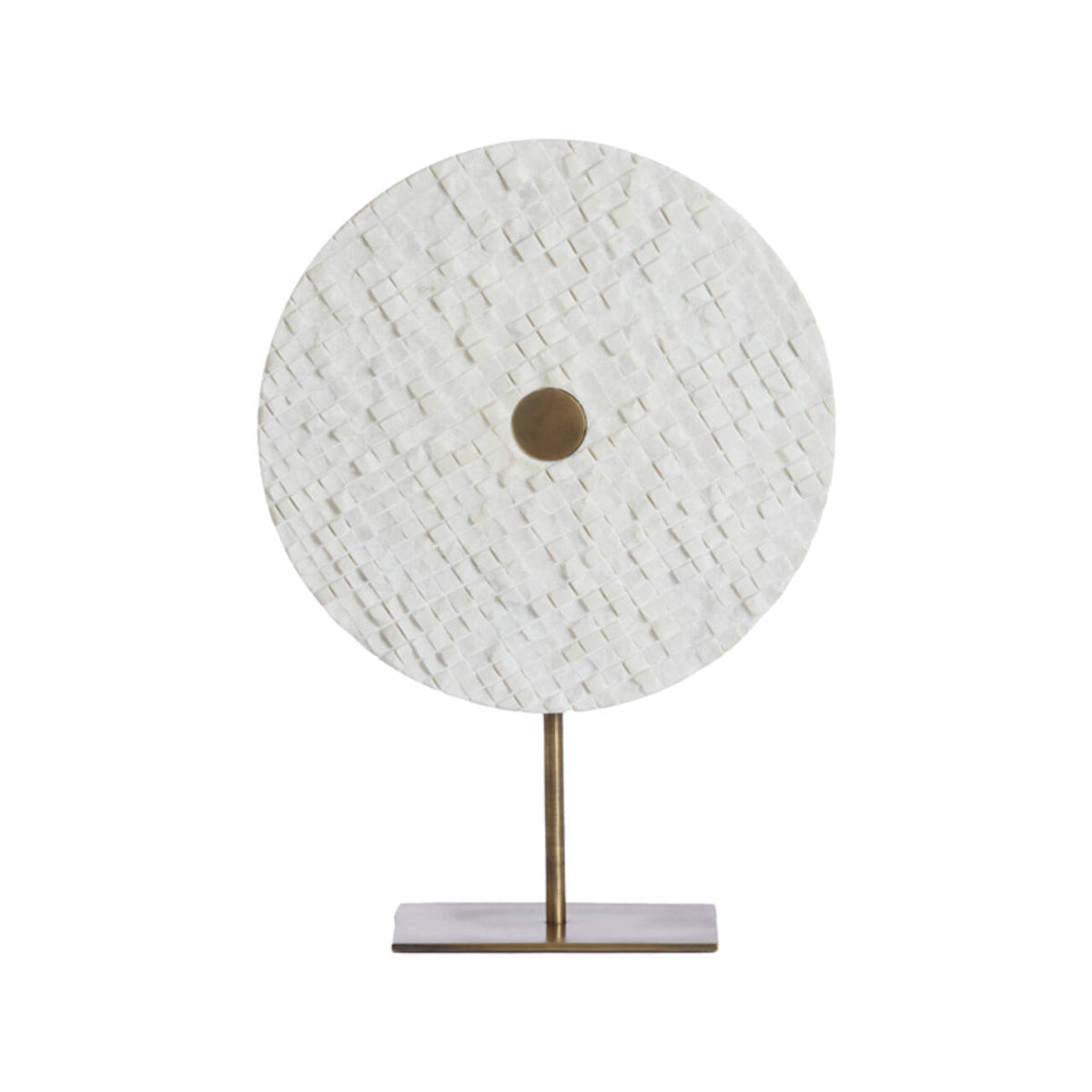 Yvo White Marble & Antique Bronze Ornament on Stand 50cm