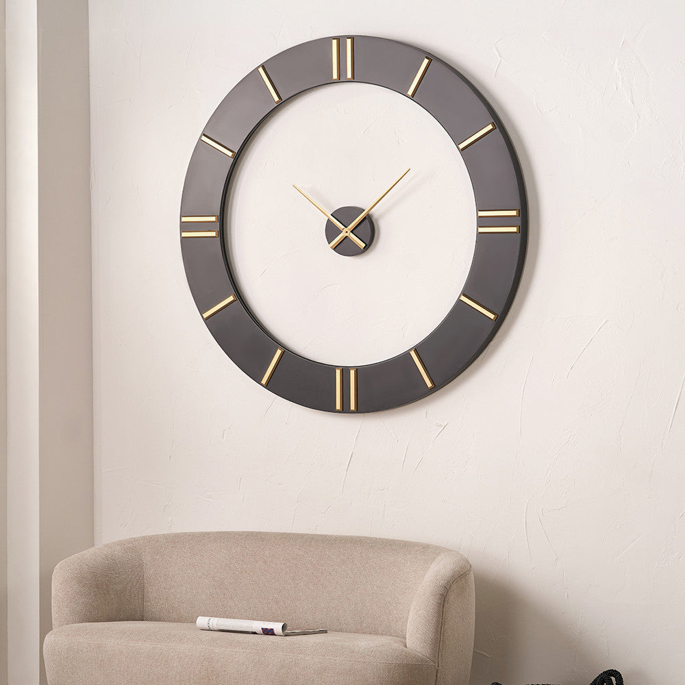 Black & Gold 2 Piece Open Wall Clock