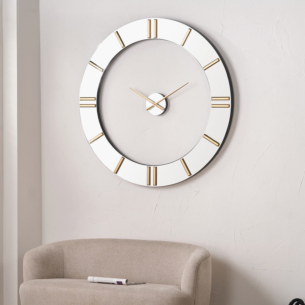 Mirror & Gold 2 Piece Open Wall Clock