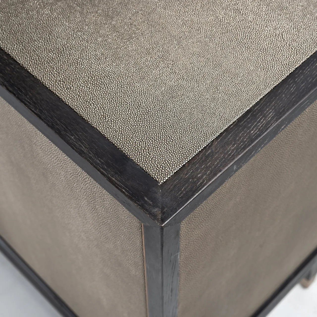 Richmond Interiors Bloomville Grey Shagreen & Black Oak Wood Gold Accents Sideboard | 4 Doors