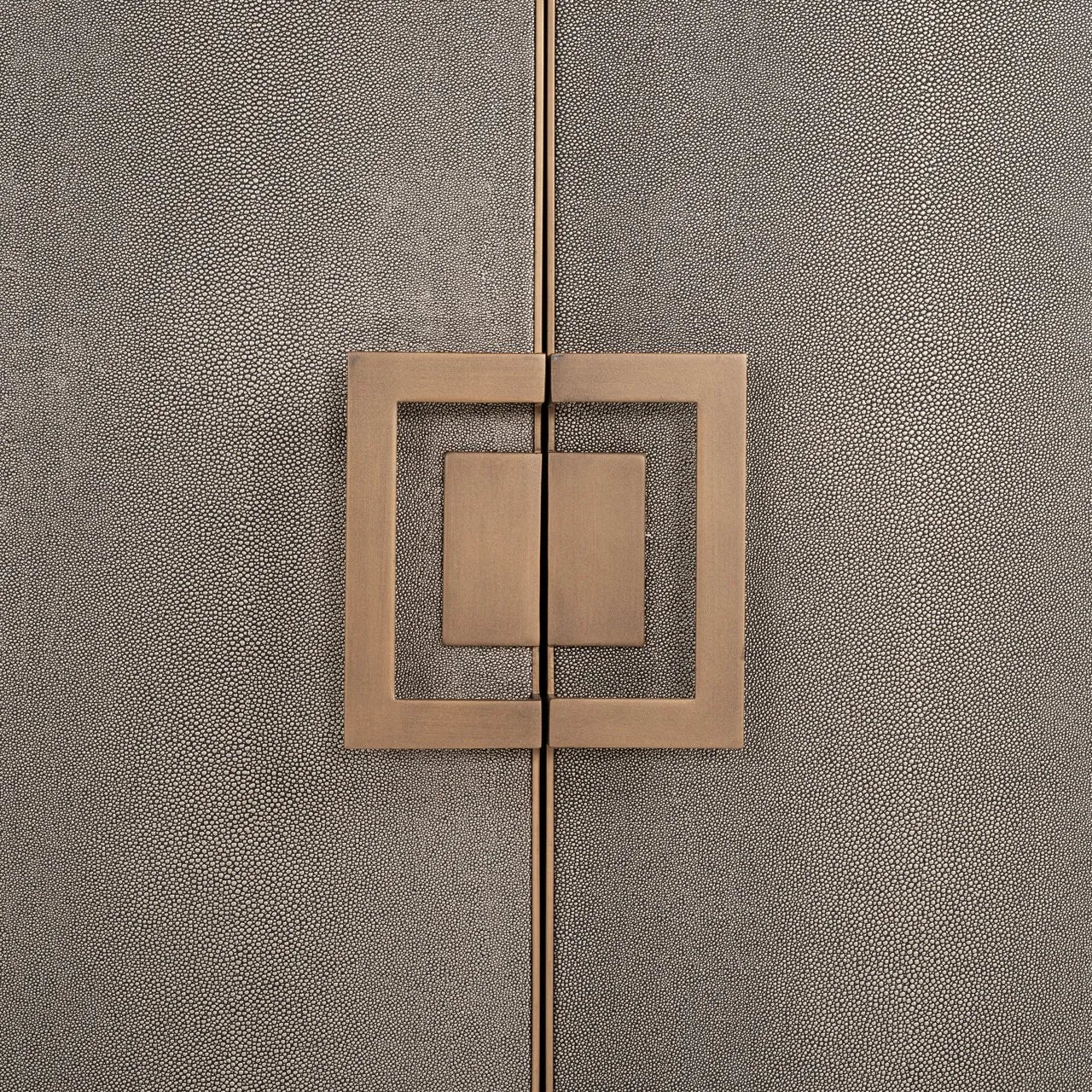 Richmond Interiors Bloomville Grey Shagreen & Black Oak Wood Gold Accents Sideboard | 4 Doors