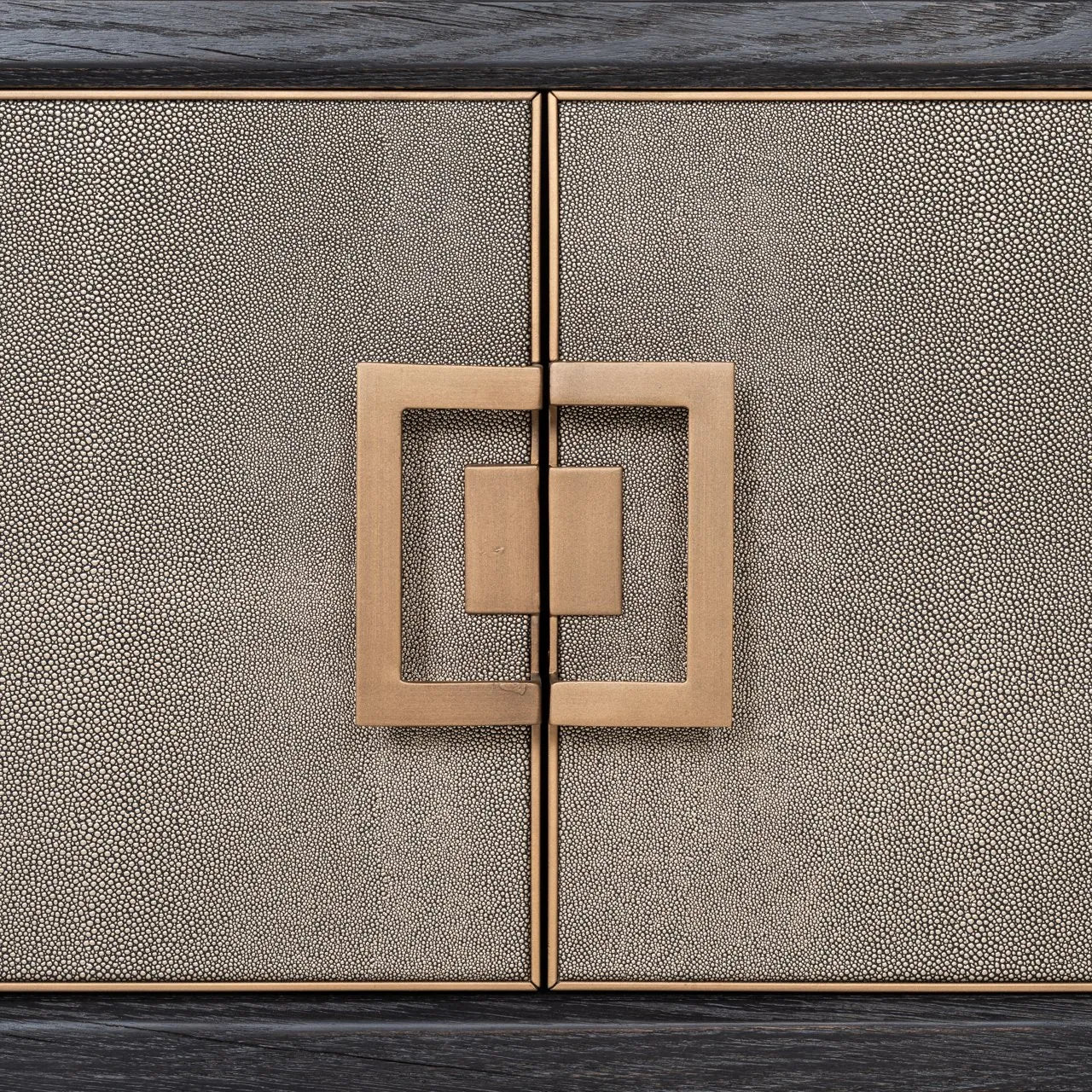 Richmond Interiors Bloomville Grey Shagreen & Black Oak Wood Gold Accents TV Unit 185cm