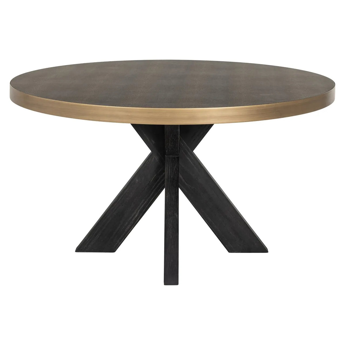 Richmond Interiors Bloomville Grey Shagreen & Black Oak Wood Round Dining Table