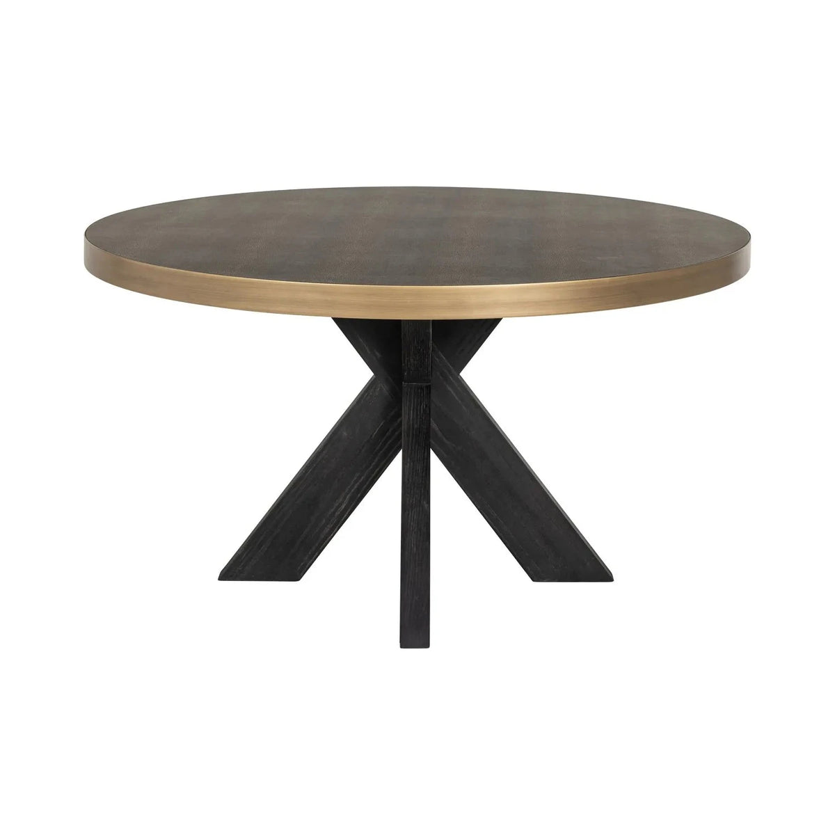 Richmond Interiors Bloomville Grey Shagreen & Black Oak Wood Round Dining Table 140cm