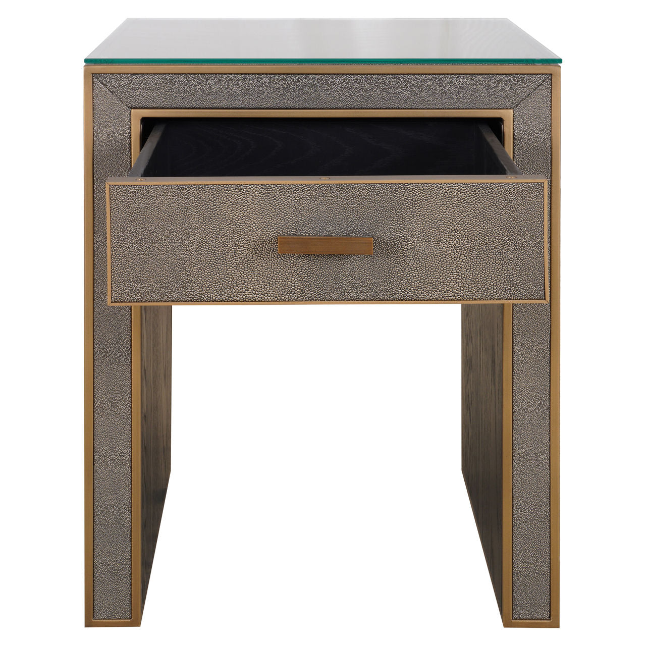 Nightstand Bloomville brown incl. glass top