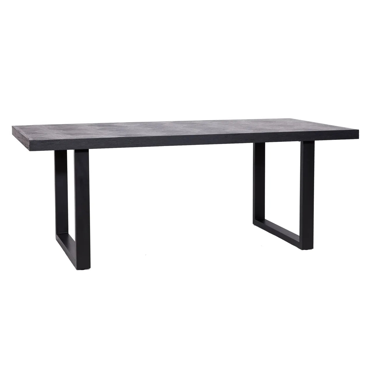 Richmond Interiors Blax Black Oak Wood Isometric Cube Pattern Rectangle Dining Table | 6-8 Seater