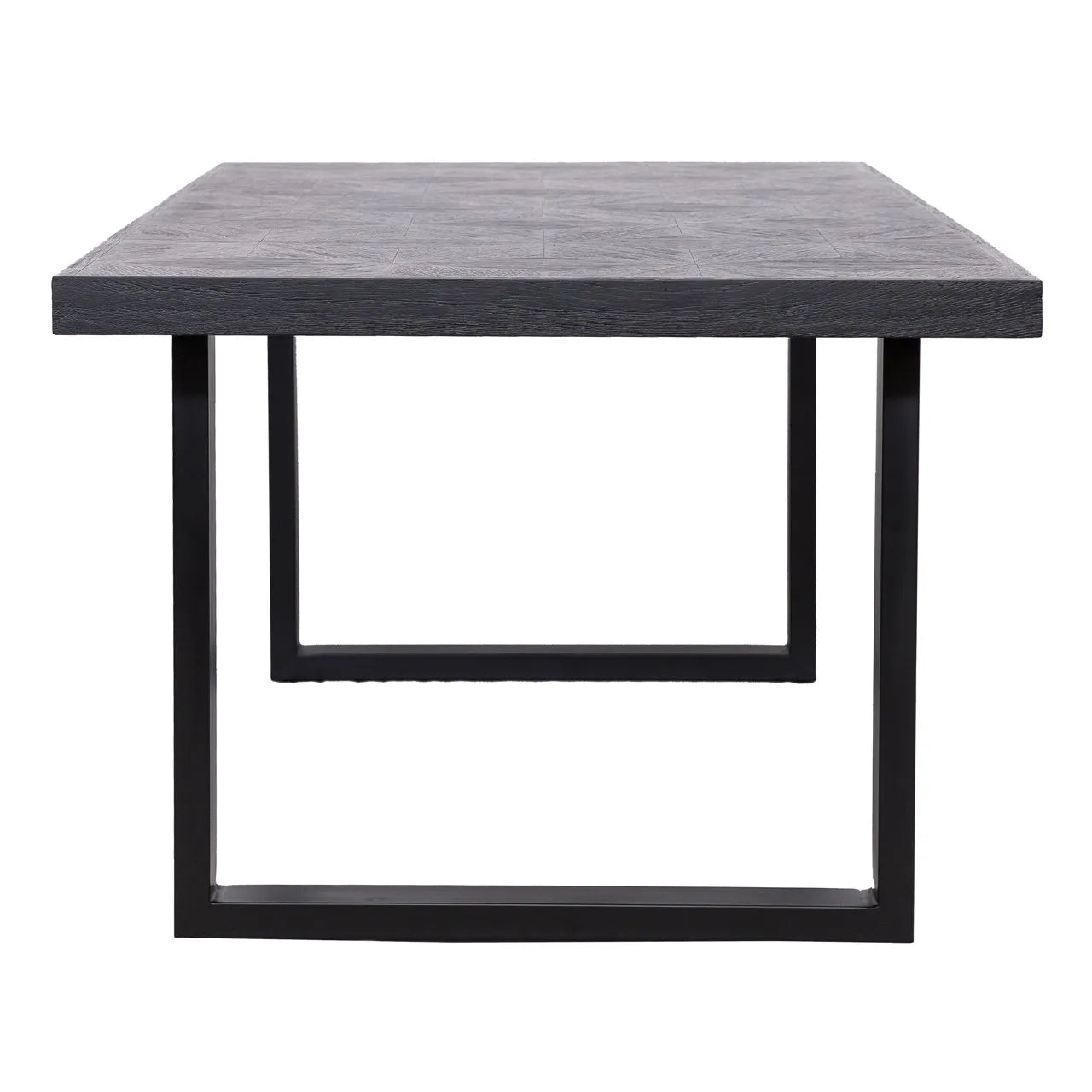 Richmond Interiors Blax Black Oak Wood Isometric Cube Pattern Rectangle Dining Table | 6-8 Seater