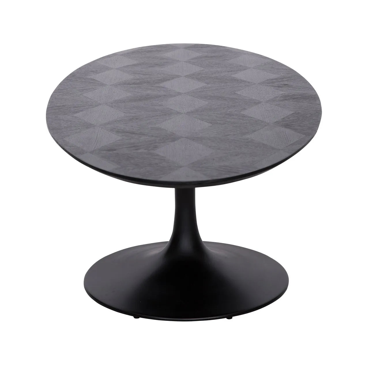 Richmond Interiors Blax Black Oak Wood Isometric Cube Pattern Oval Dining Table | 10 Seater