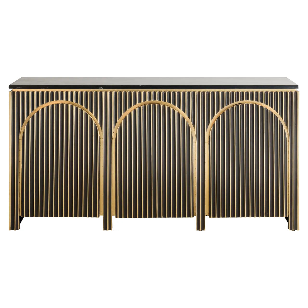 Richmond Interiors Les Arcs Brushed Gold & Black Marble Sideboard