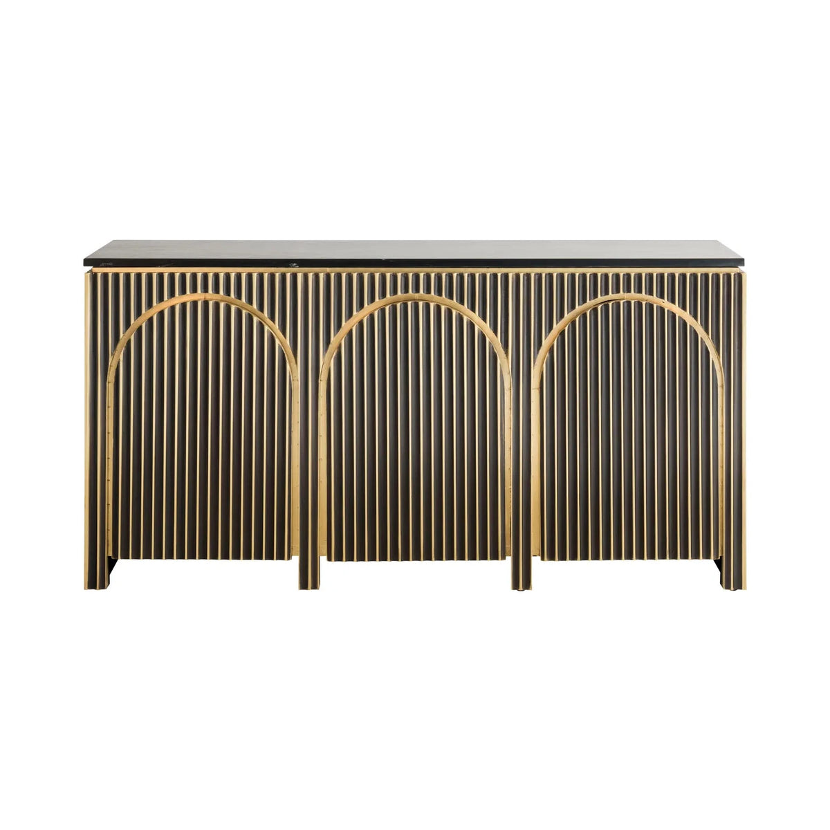 Richmond Interiors Les Arcs Brushed Gold & Black Marble Sideboard