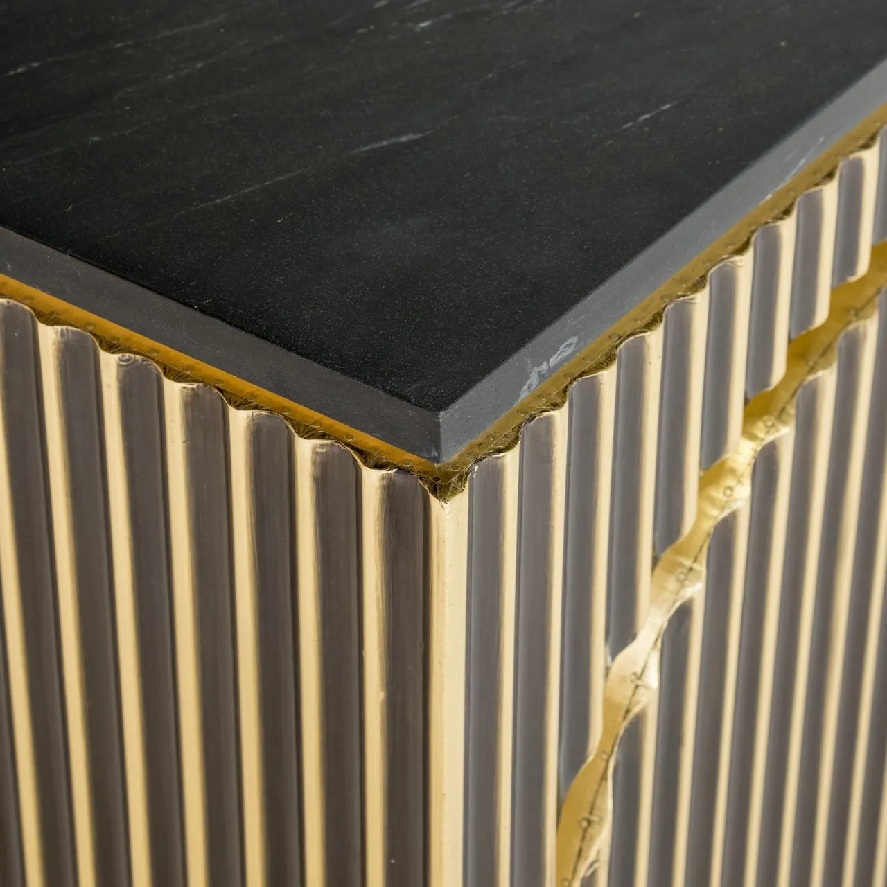 Richmond Interiors Les Arcs Brushed Gold & Black Marble Sideboard