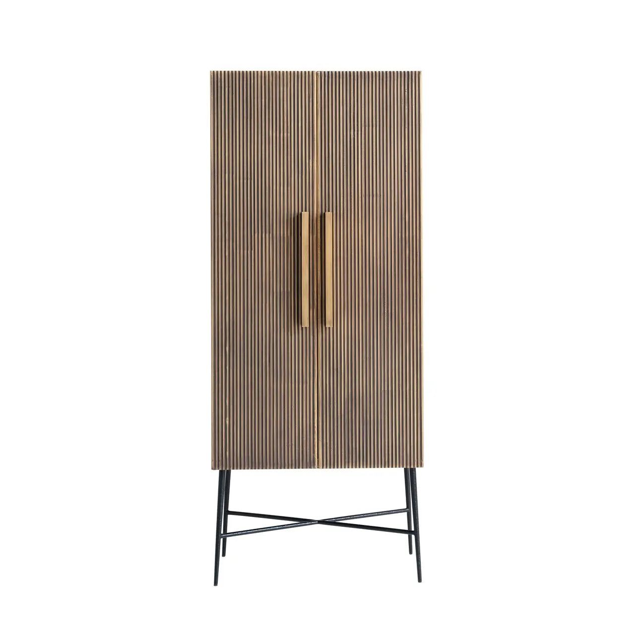 Richmond Interiors Ironville Ribbed Gold Cabinet | 2 Doors