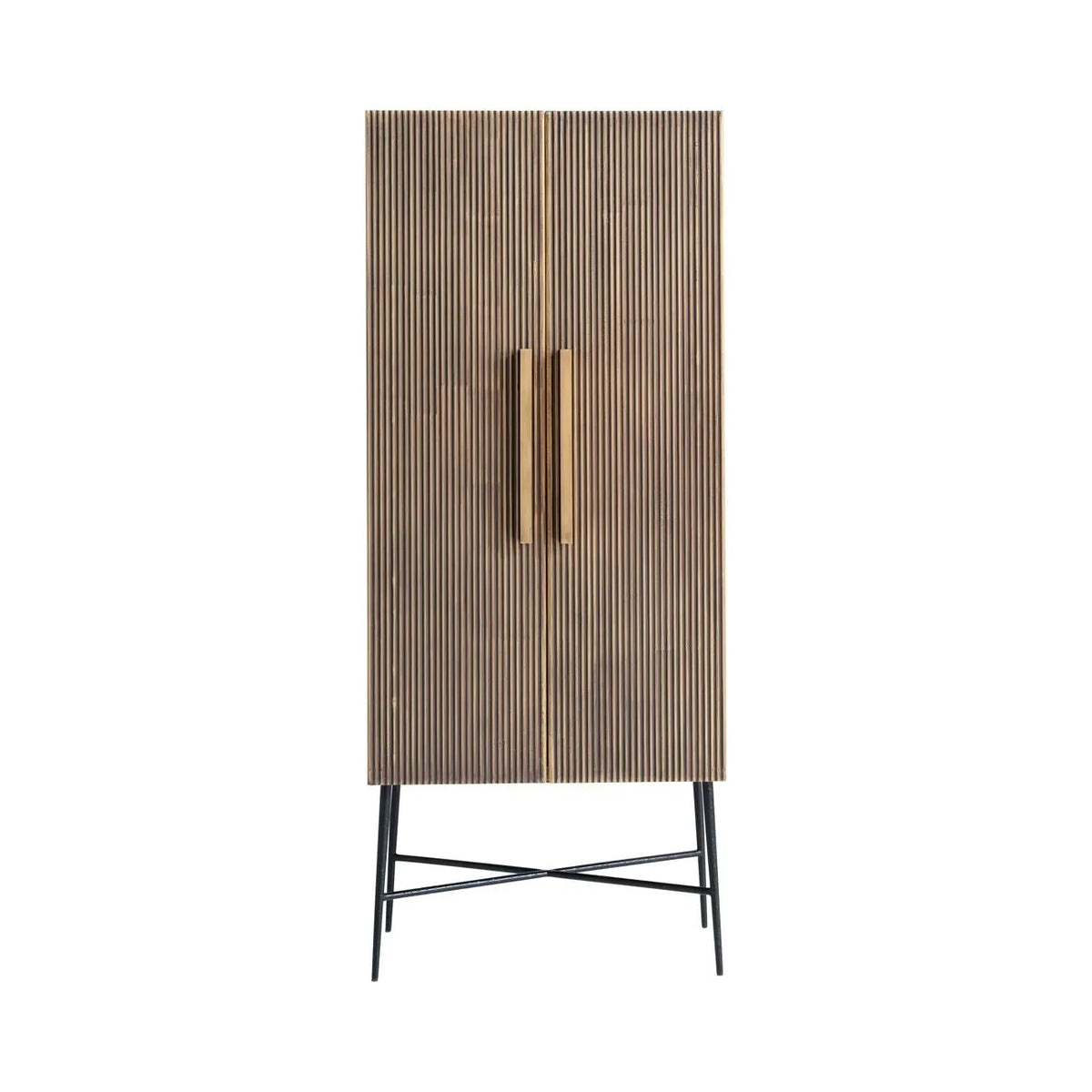Richmond Interiors Ironville Ribbed Gold Cabinet | 2 Doors