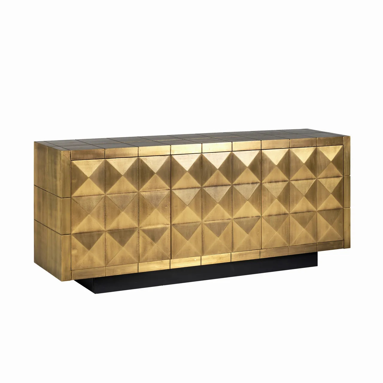 Richmond Interiors Collada Brushed Gold Geometric Pyramid Sideboard