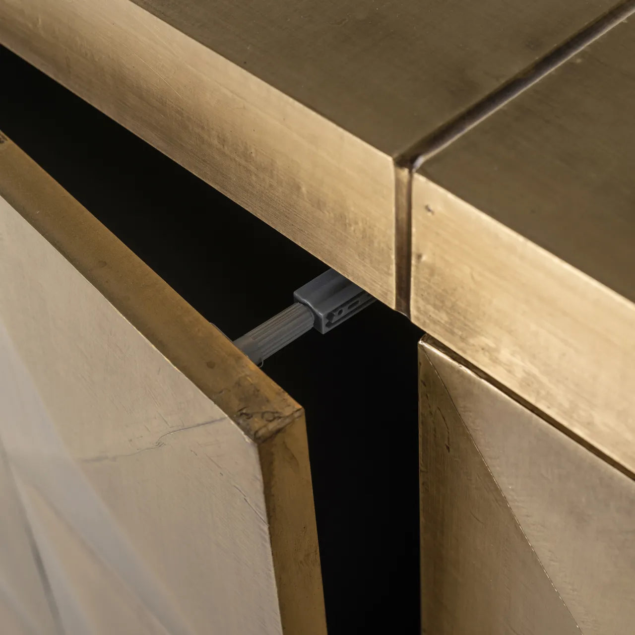 Richmond Interiors Collada Brushed Gold Geometric Pyramid Sideboard