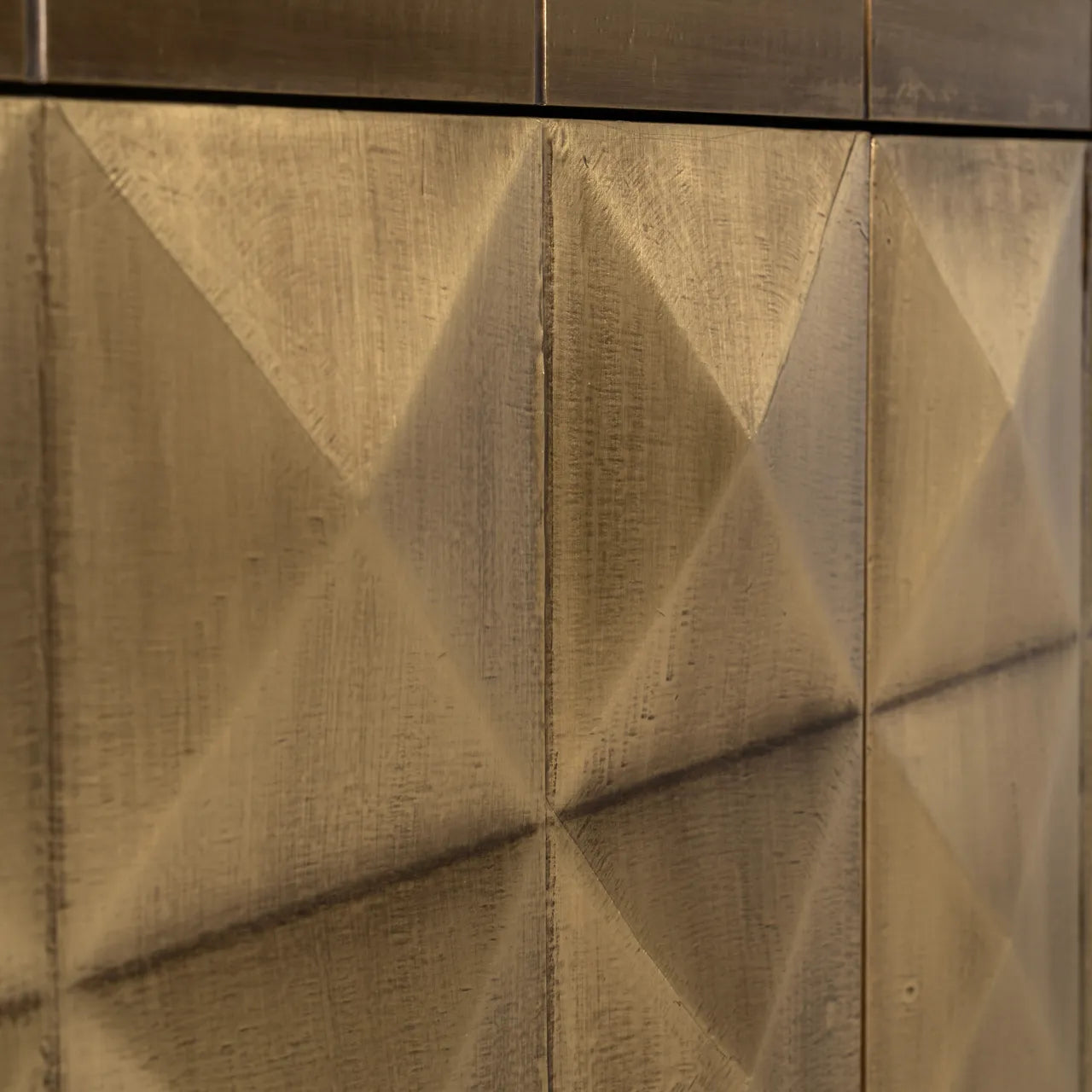 Richmond Interiors Collada Brushed Gold Geometric Pyramid Sideboard
