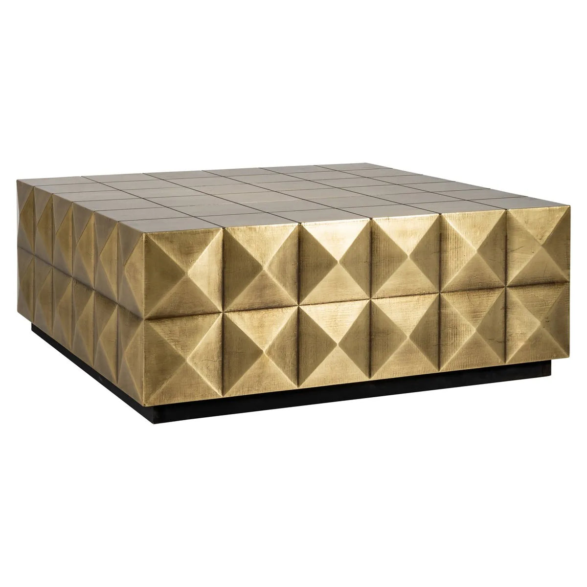 Richmond Interiors Collada Brushed Gold Geometric Pyramid Square Coffee Table