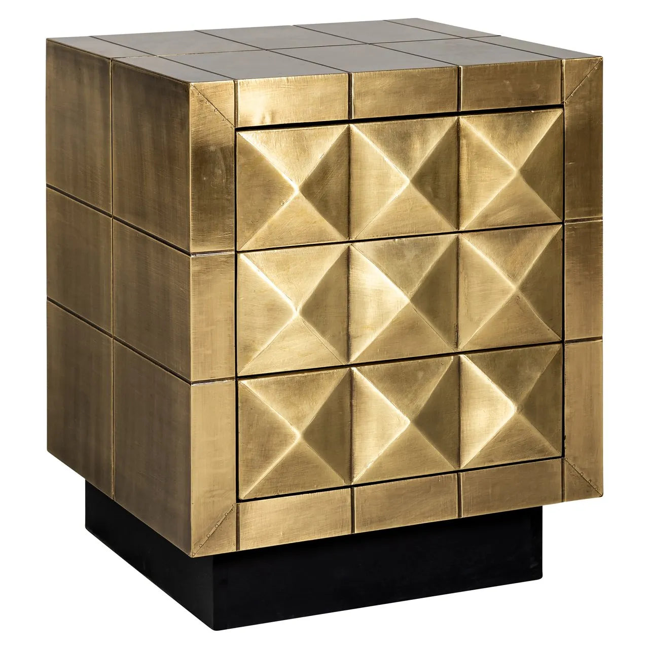 Richmond Interiors Collada Brushed Gold Geometric Pyramid Side Table