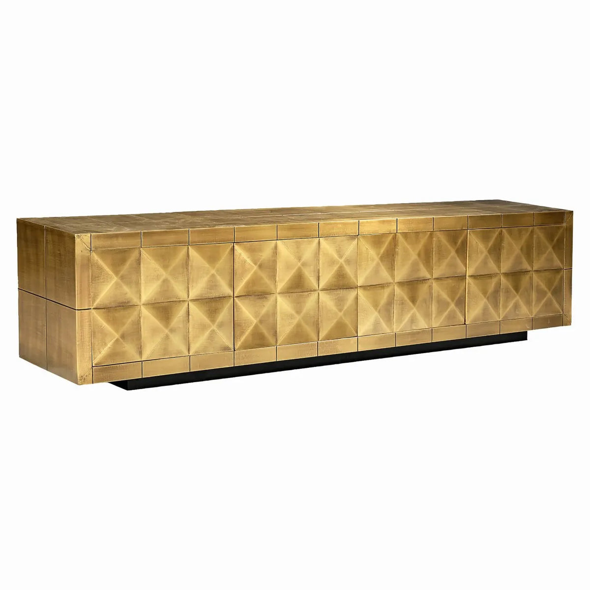 Richmond Interiors Collada Brushed Gold Geometric Pyramid TV Unit