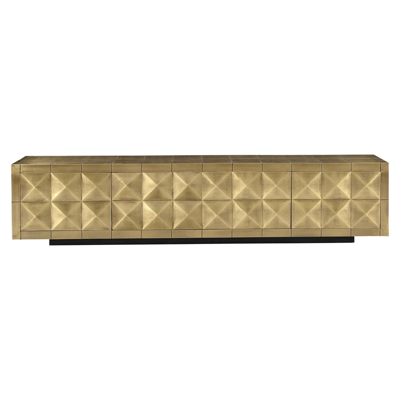 Richmond Interiors Collada Brushed Gold Geometric Pyramid TV Unit