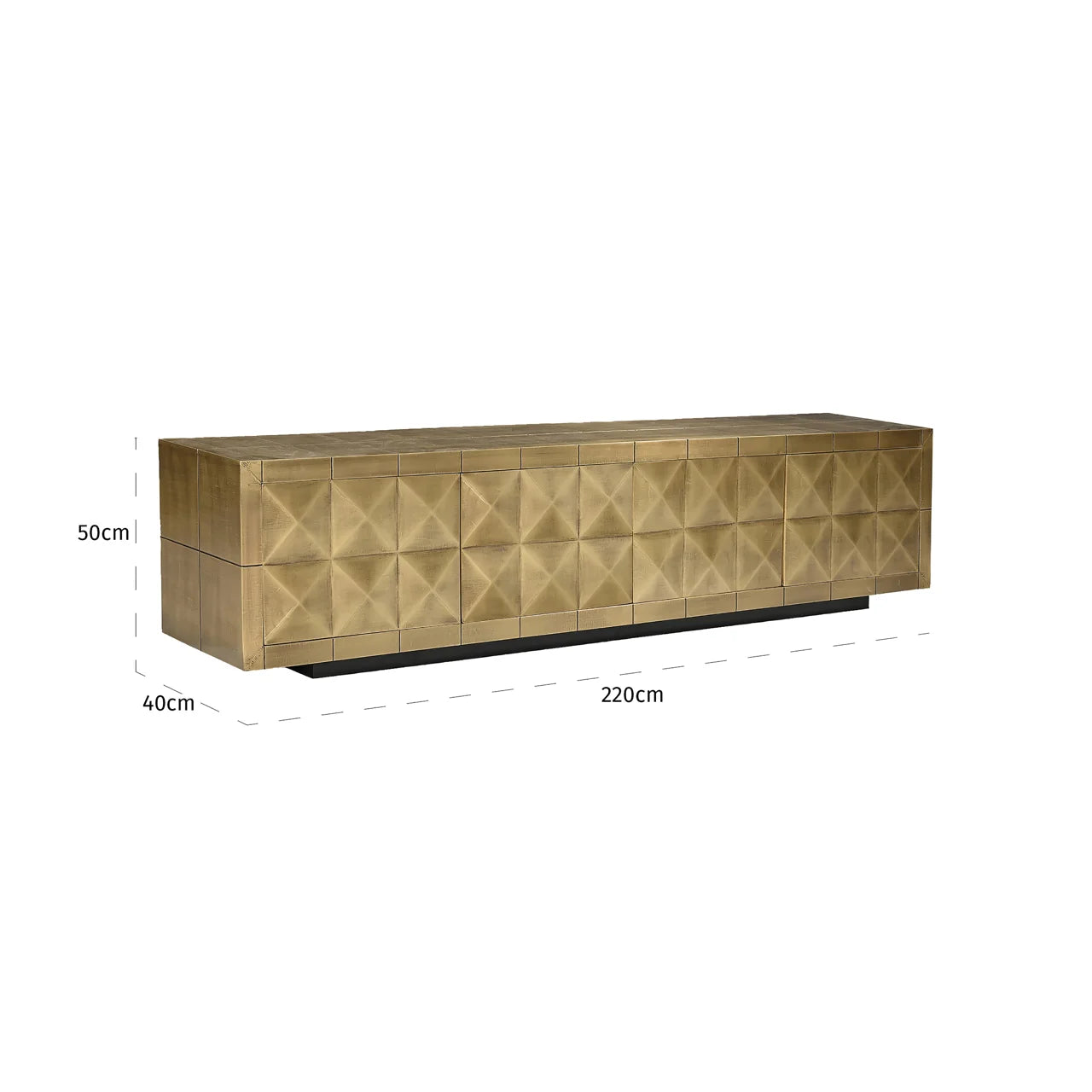 Richmond Interiors Collada Brushed Gold Geometric Pyramid TV Unit