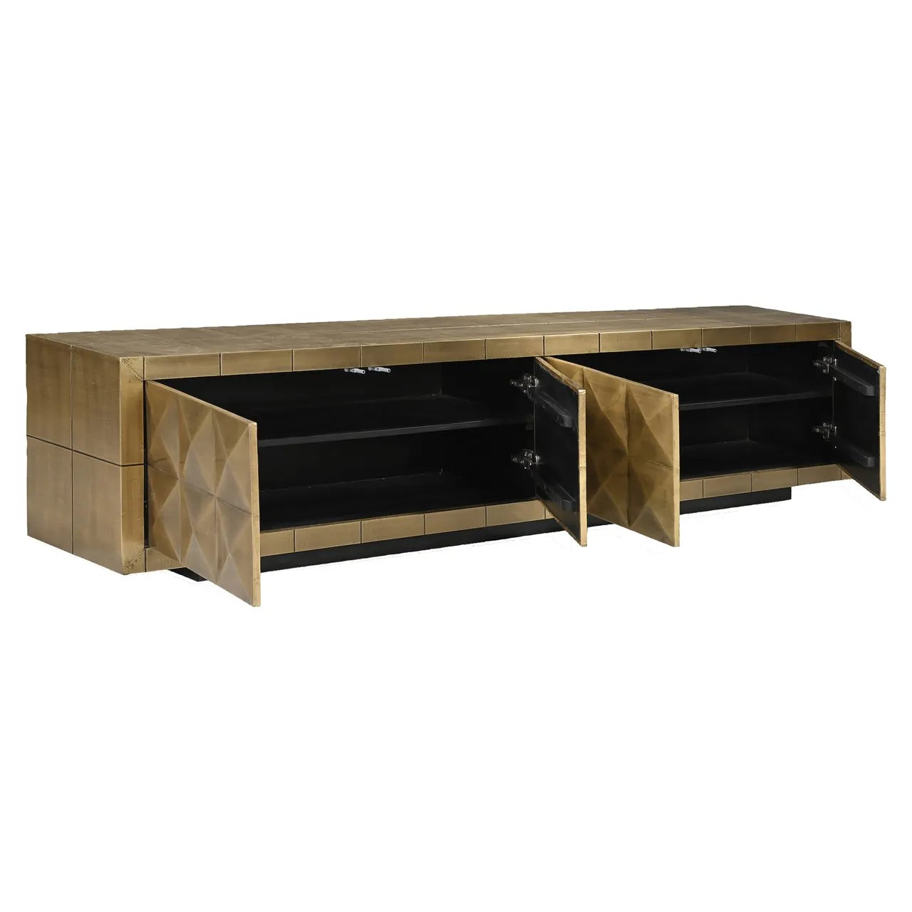 Richmond Interiors Collada Brushed Gold Geometric Pyramid TV Unit