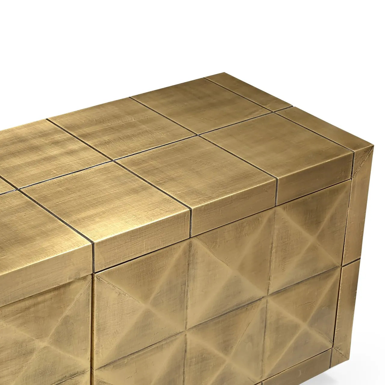 Richmond Interiors Collada Brushed Gold Geometric Pyramid TV Unit