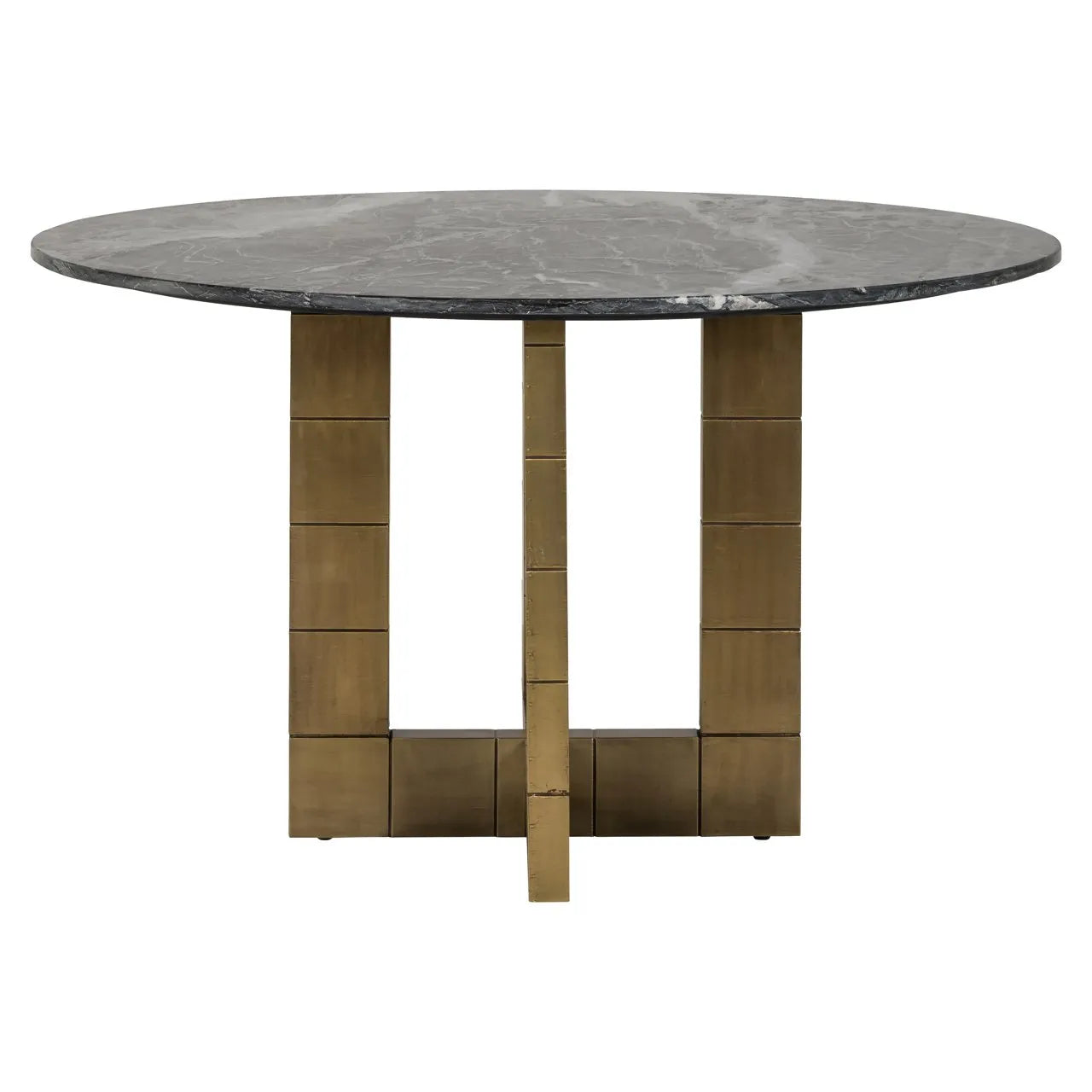 Richmond Interiors Collada Brushed Gold & Black Marble Round Dining Table
