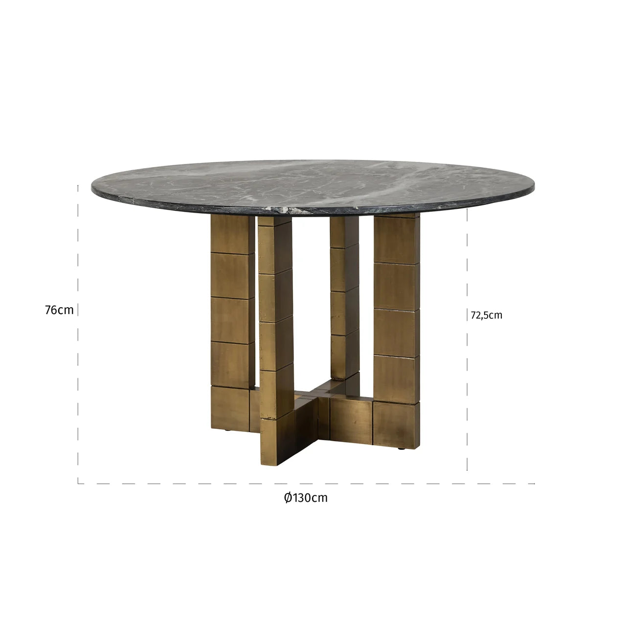 Richmond Interiors Collada Brushed Gold & Black Marble Round Dining Table