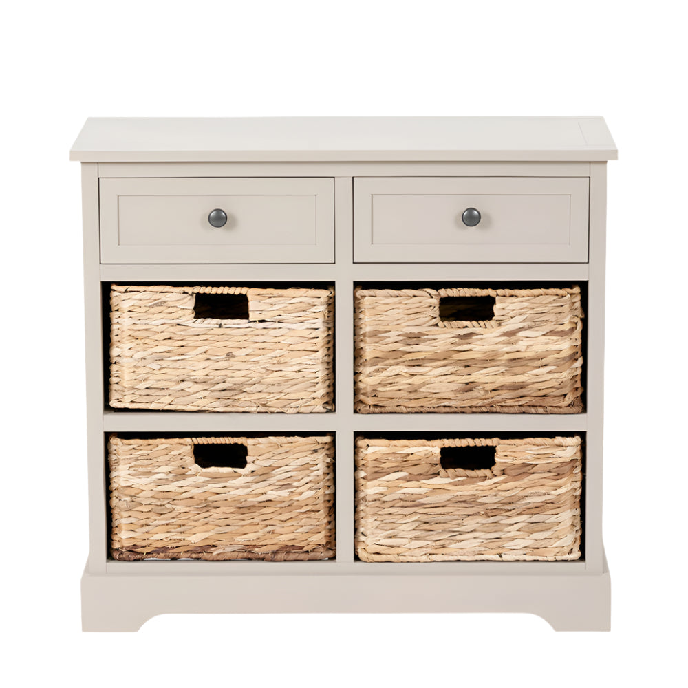 Devonshire Putty Grey Pine Wood with 4 Baskets Sideboard