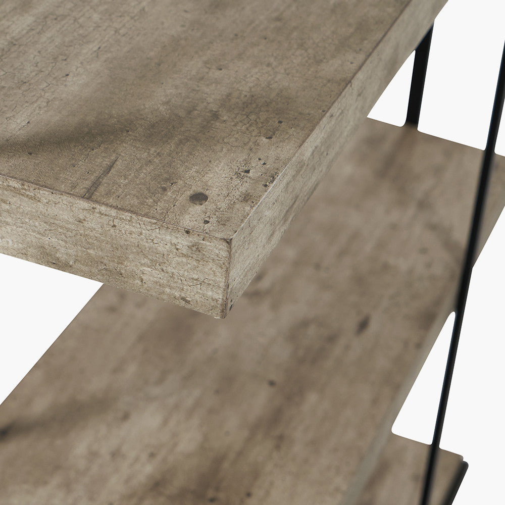 Jersey Concrete Effect Wood & Black Metal 4 Display Unit