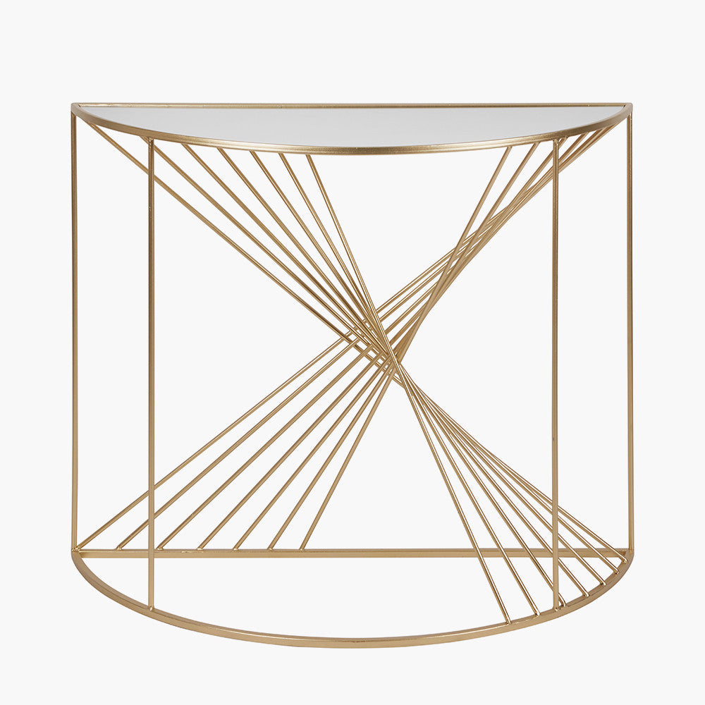 Liberty Glass and Gold Metal Half Moon Console Table