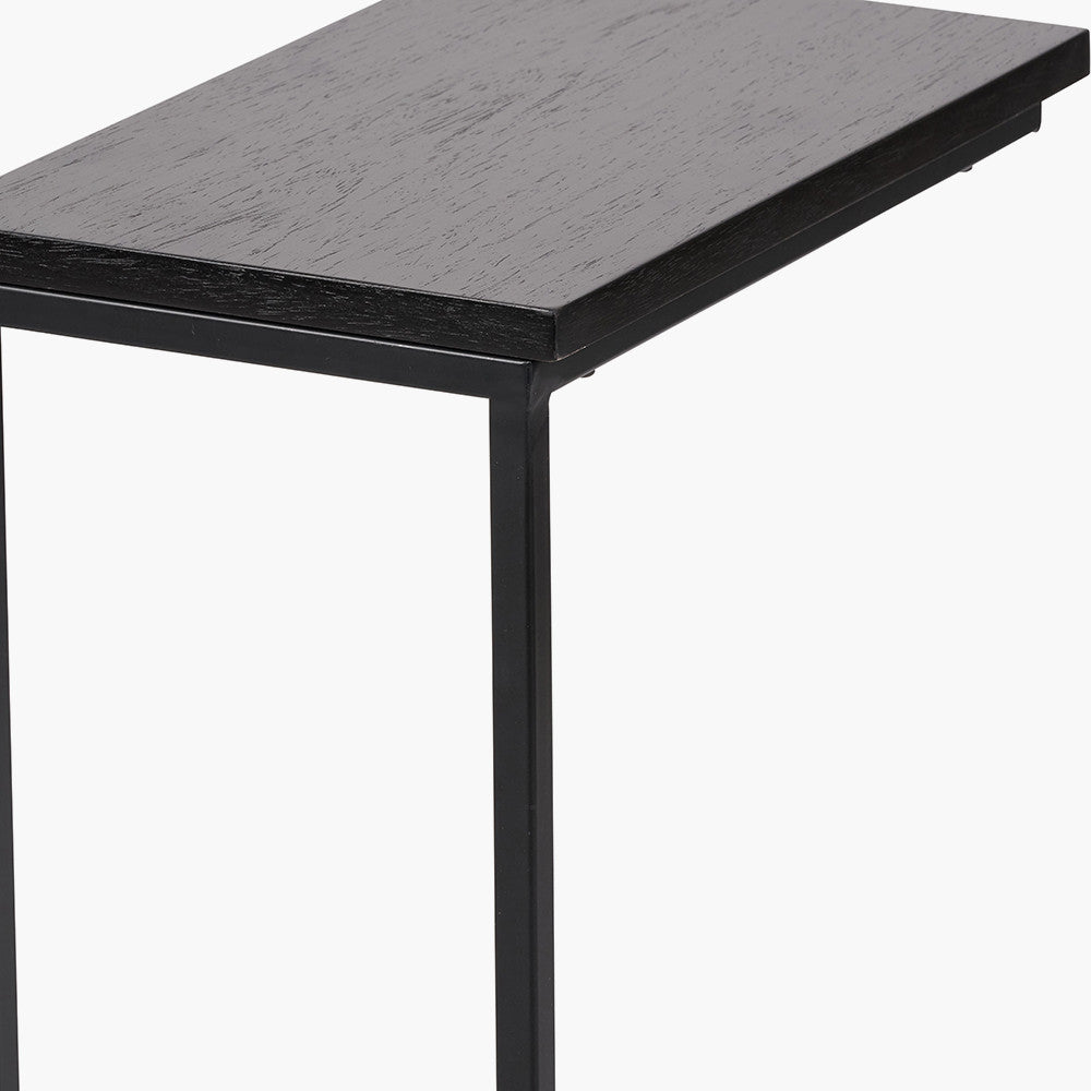Soho Black Ash Wood & Black Metal Supper Side Table