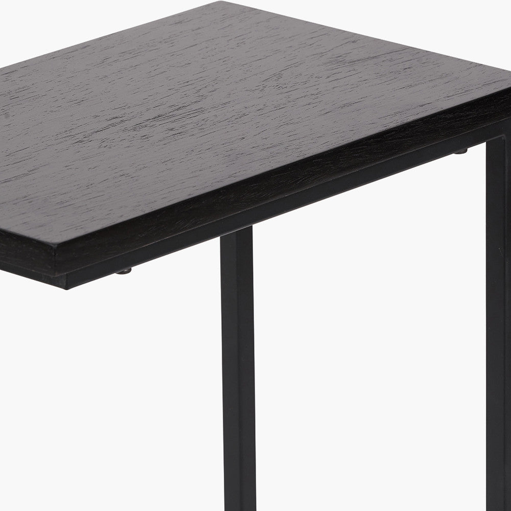 Soho Black Ash Wood & Black Metal Supper Side Table