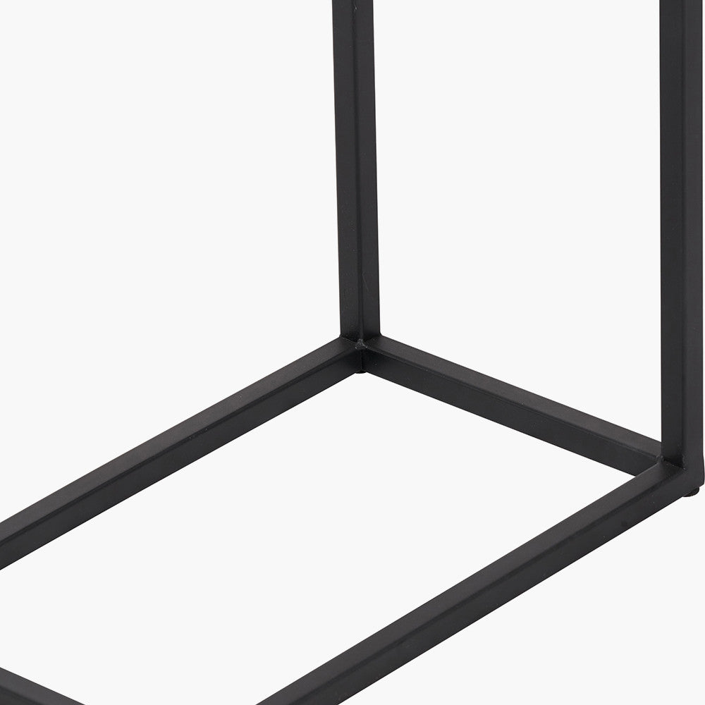 Soho Black Ash Wood & Black Metal Supper Side Table