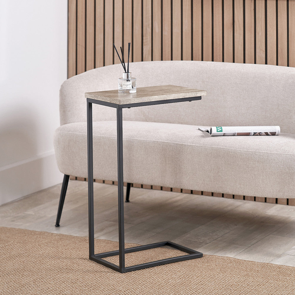 Soho Concrete Effect & Black Metal Supper Side Table