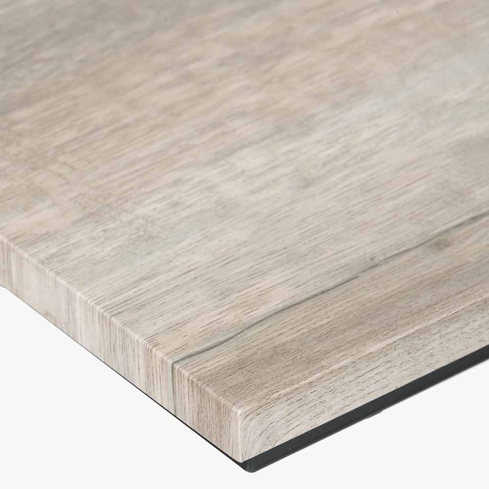 Soho Grey Oak Wood & Black Metal Supper Side Table