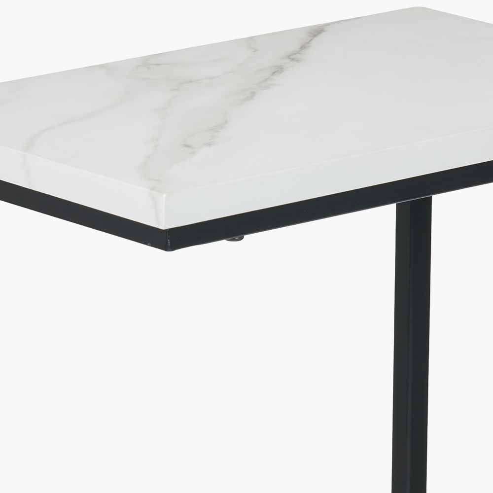 Soho White Marble Veneer & Black Metal Supper Side Table
