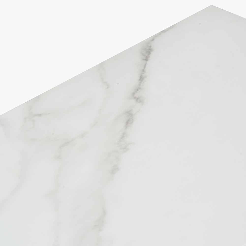 Soho White Marble Veneer & Black Metal Supper Side Table