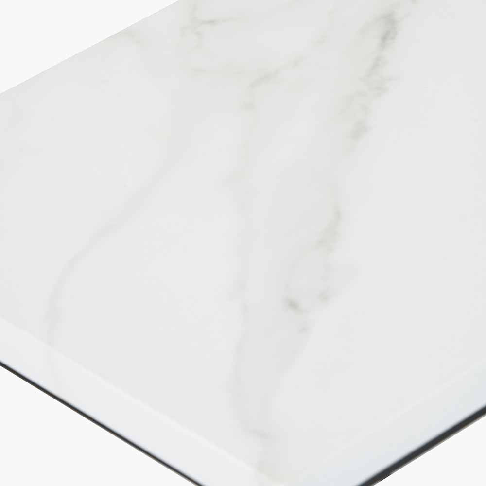 Soho White Marble Veneer & Black Metal Supper Side Table