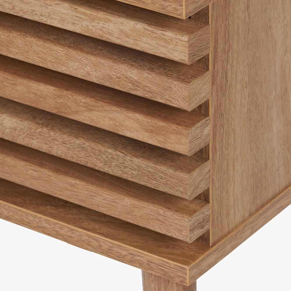 Larvik Natural Eucalyptus Wood Slatted Bedside Table | 1 Drawer