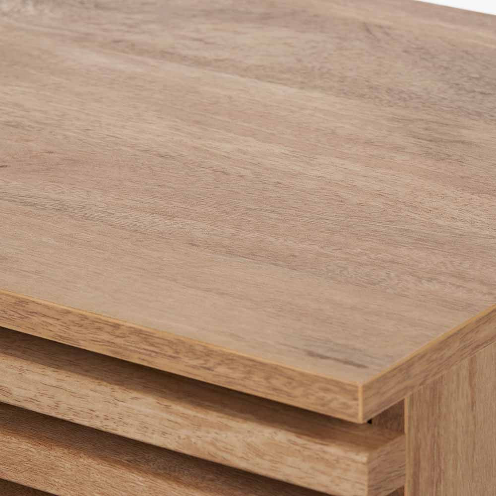 Larvik Natural Eucalyptus Wood Slatted Bedside Table | 1 Drawer