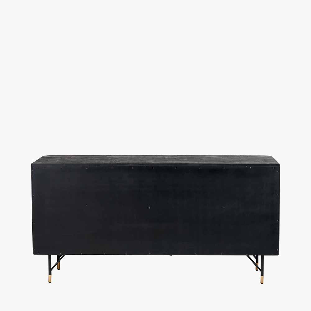 Fiji Black Acacia Wood & Natural Rattan Sideboard