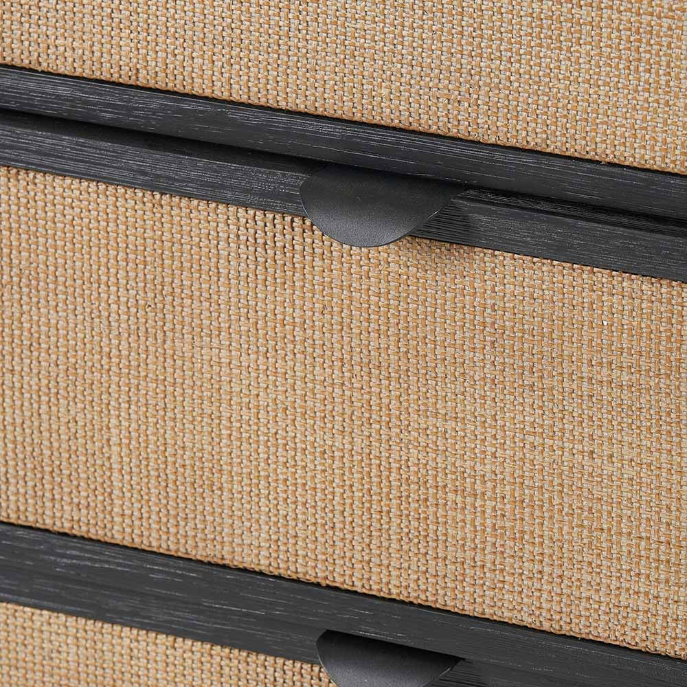 Fiji Black Acacia Wood & Natural Rattan Chest of Drawers