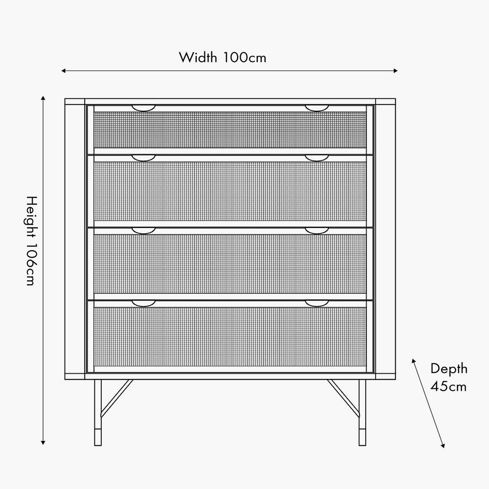 Fiji Black Acacia Wood & Natural Rattan Chest of Drawers