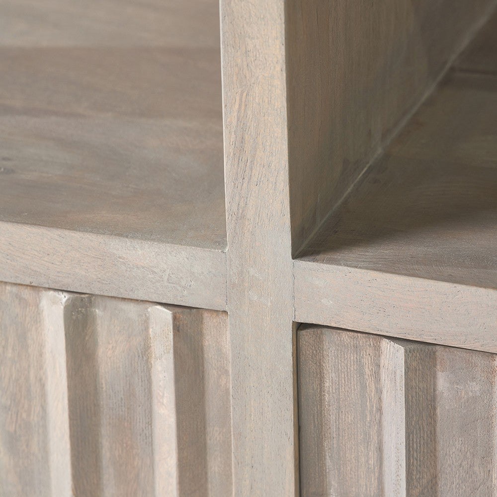 Khao Light Grey Mango Wood 2 Door 6 Niche Display Unit