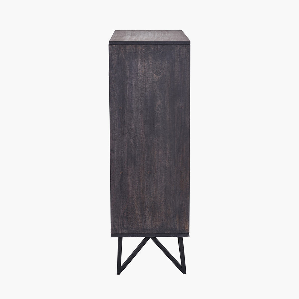 Verde Black Mango Wood & Stone Veneer 2 Door Bar Cabinet
