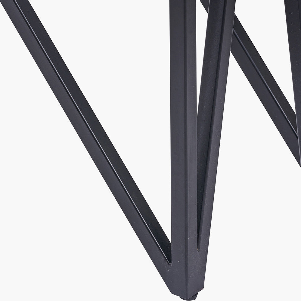 Verde Black Mango Wood & Stone Veneer Console Table | 2 Drawers